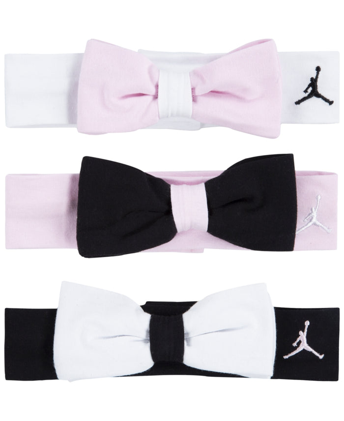 Jordan Baby Girls Stretch Headbands, Pack of 3 - Pink Foam