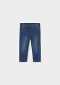 Mayoral baby boy slim fit jeans in Dark Blue cotton-rich stretch denim for everyday outfits.