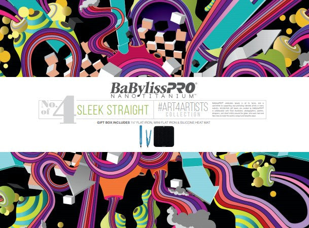 BaByliss Pro Holiday Box 2019 Sleek and Straight # BNT19H4 - 1 1/4" Nano Straightener + 1" Mini Straightening Iron + Silicon Mat - Palms Fashion Inc.