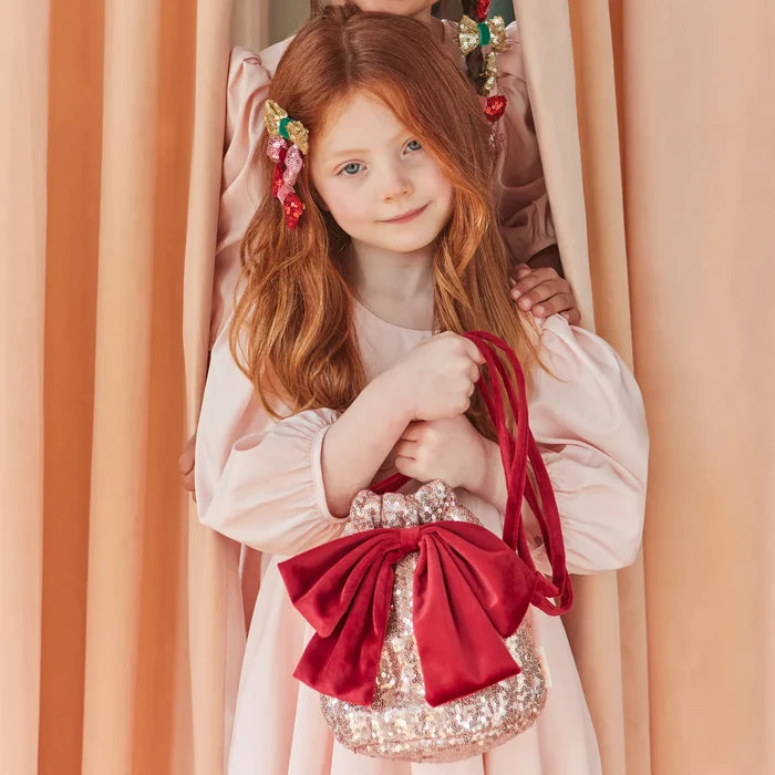 Meri Meri - Bag - Pink Sequin Bow - Lifestyle Cut