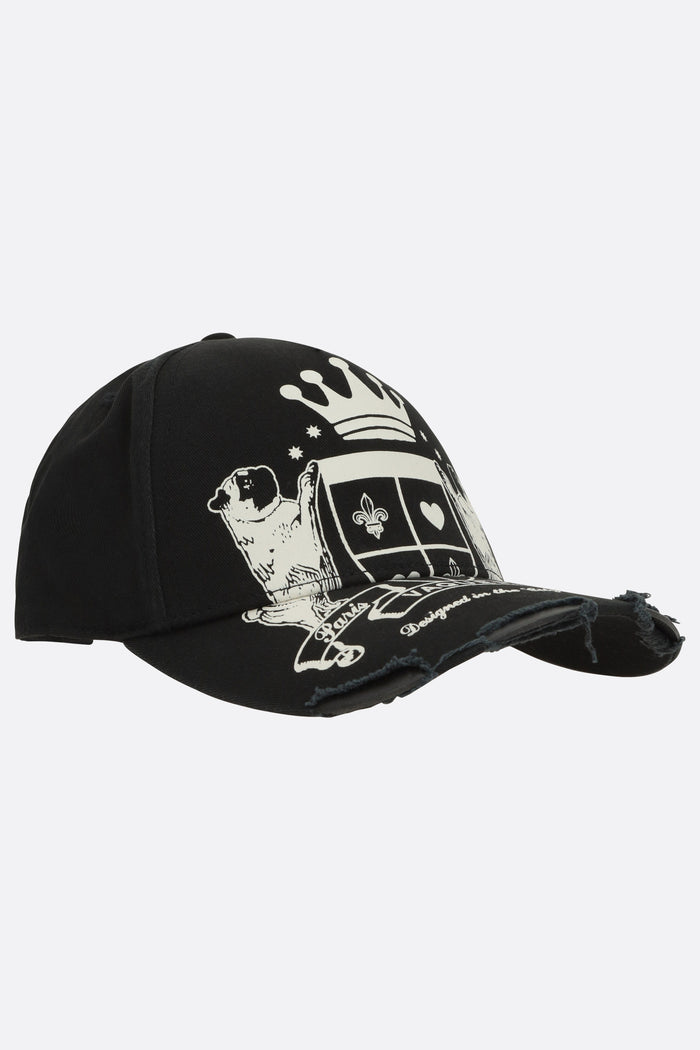 baseball cap in gabardine with print