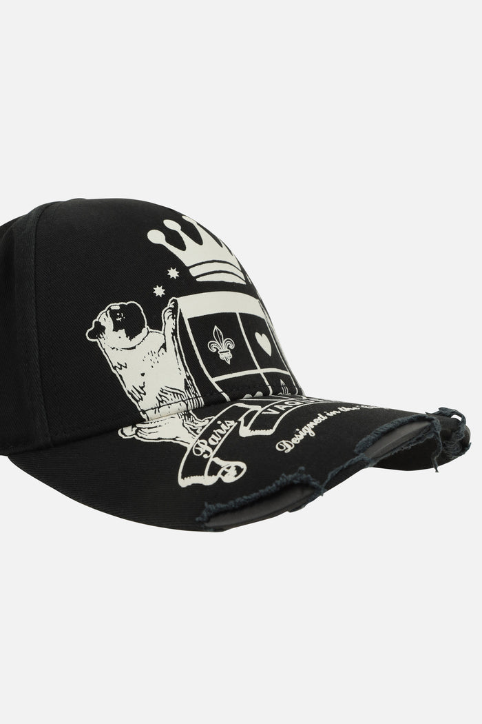 baseball cap in gabardine with print
