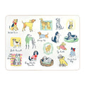 Illustrations of various dog breeds on a white background