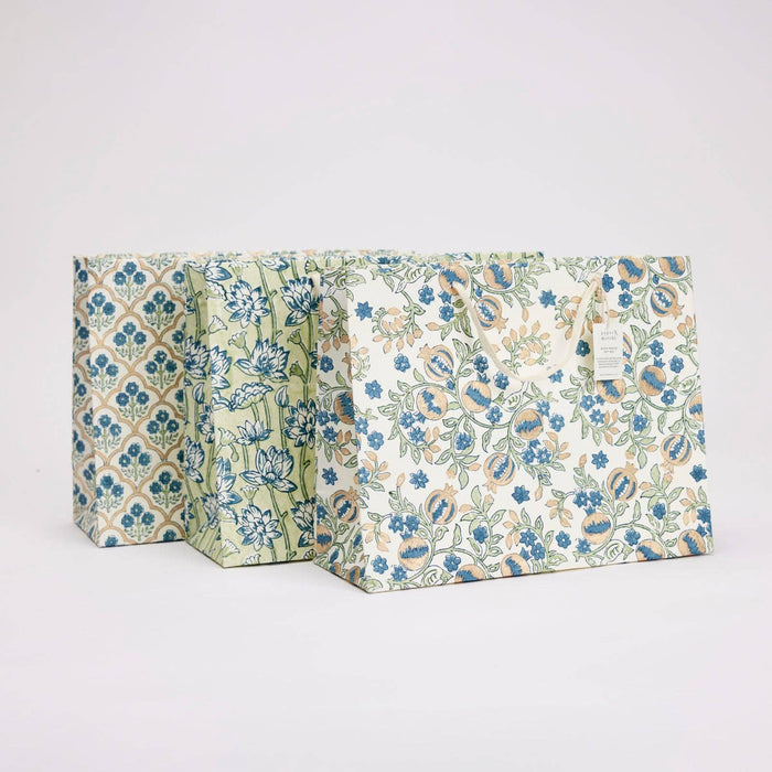 Block Printed Gift Bags (Large) - Indigo - Magnolia Lane co. Home + Garden + Gift