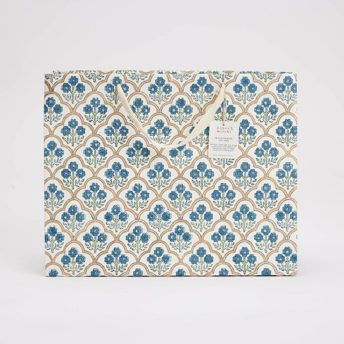 Block Printed Gift Bags (Large) - Indigo - Magnolia Lane co. Home + Garden + Gift