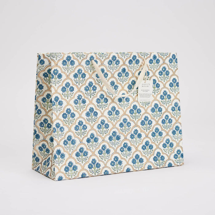 Block Printed Gift Bags (Large) - Indigo - Magnolia Lane co. Home + Garden + Gift