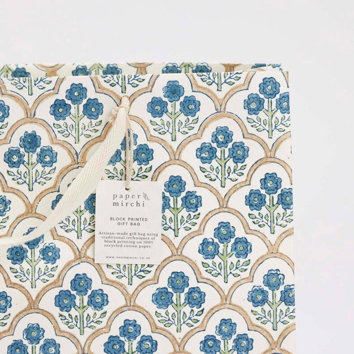 Block Printed Gift Bags (Large) - Indigo - Magnolia Lane co. Home + Garden + Gift