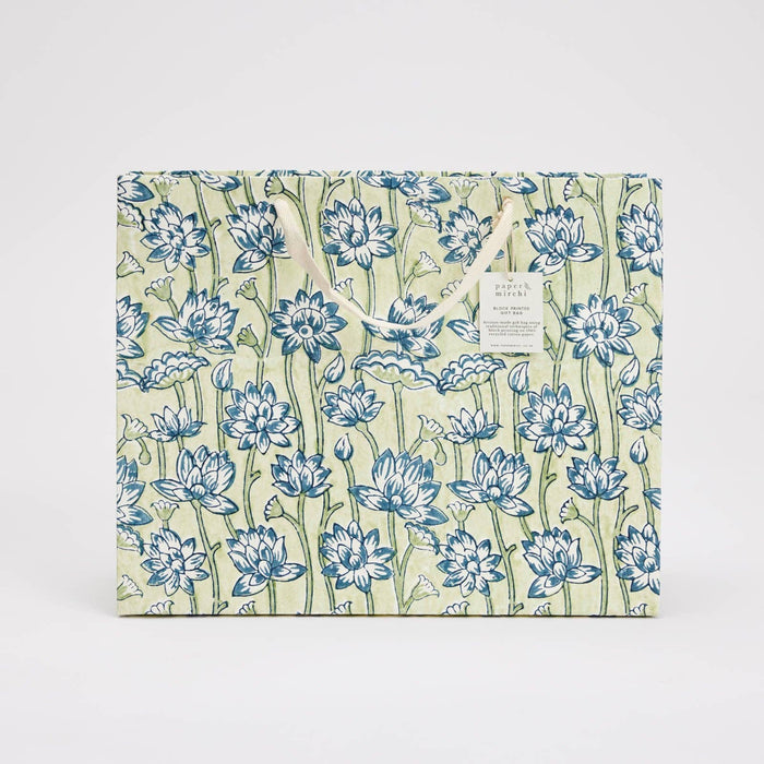 Block Printed Gift Bags (Large) - Indigo - Magnolia Lane co. Home + Garden + Gift