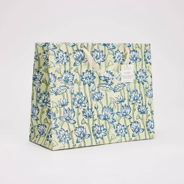Block Printed Gift Bags (Large) - Indigo - Magnolia Lane co. Home + Garden + Gift