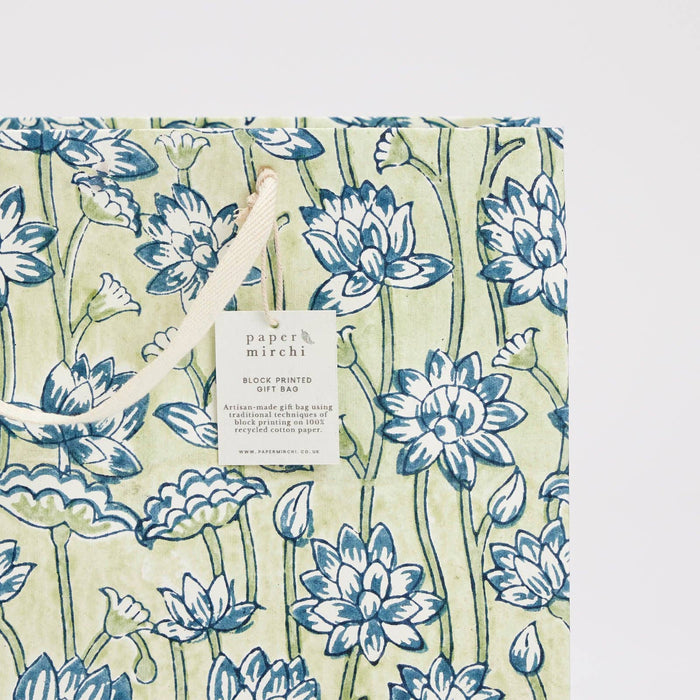 Block Printed Gift Bags (Large) - Indigo - Magnolia Lane co. Home + Garden + Gift