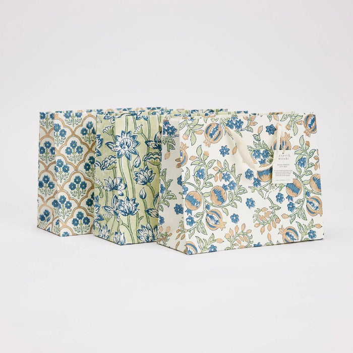 Block Printed Gift Bags (Medium) - Indigo - Magnolia Lane co. Home + Garden + Gift