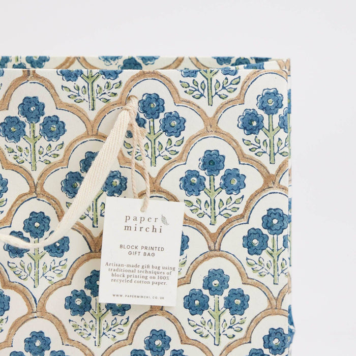 Block Printed Gift Bags (Medium) - Indigo - Magnolia Lane co. Home + Garden + Gift