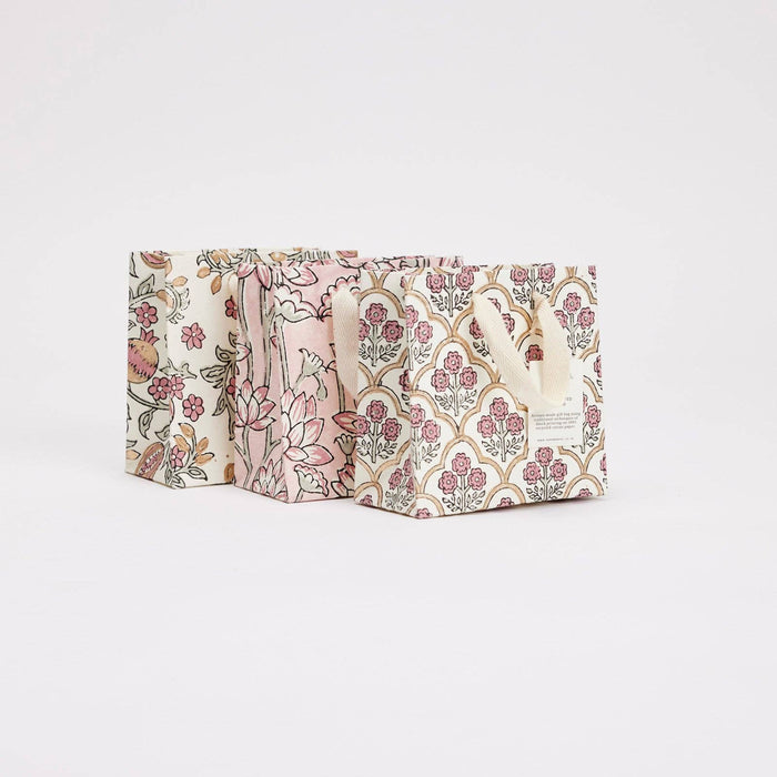 Block Printed Gift Bags (Small) - Pink Earth - Magnolia Lane co. Home + Garden + Gift