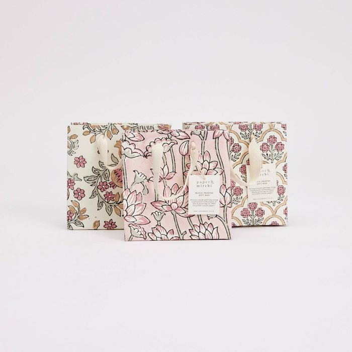 Block Printed Gift Bags (Small) - Pink Earth - Magnolia Lane co. Home + Garden + Gift