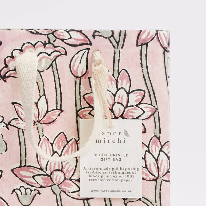 Block Printed Gift Bags (Small) - Pink Earth - Magnolia Lane co. Home + Garden + Gift