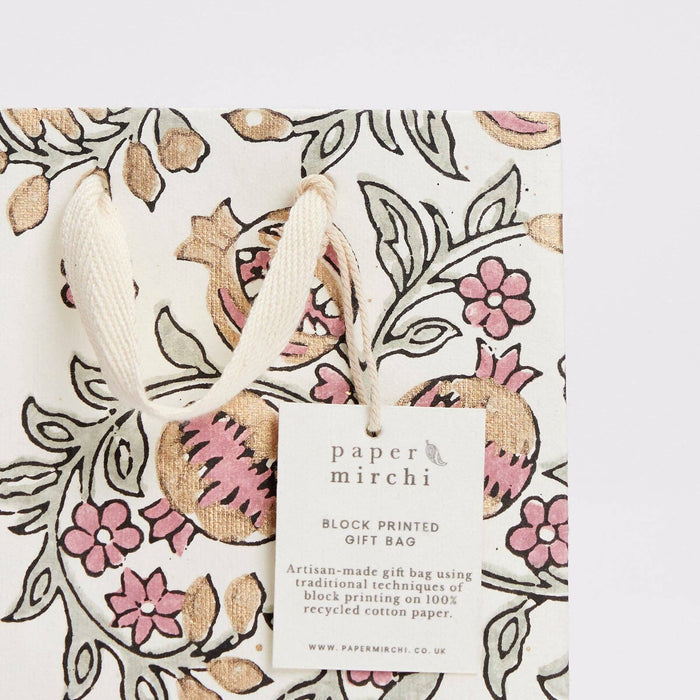 Block Printed Gift Bags (Small) - Pink Earth - Magnolia Lane co. Home + Garden + Gift