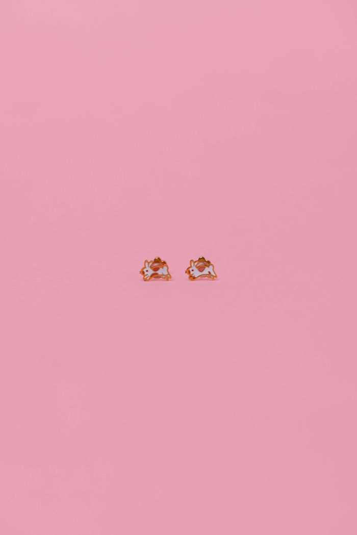 Bunny Enamel Flat Back Kids Earrings