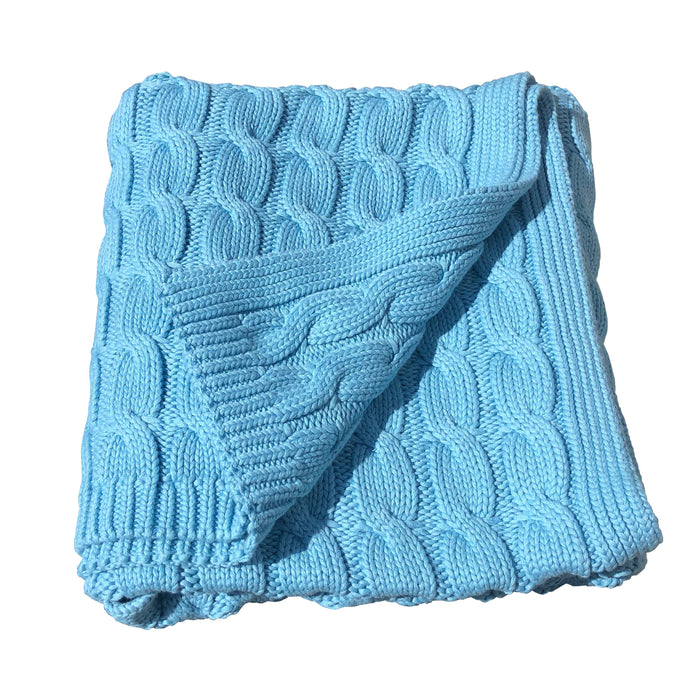 Cable Knit Throw Turquoise
