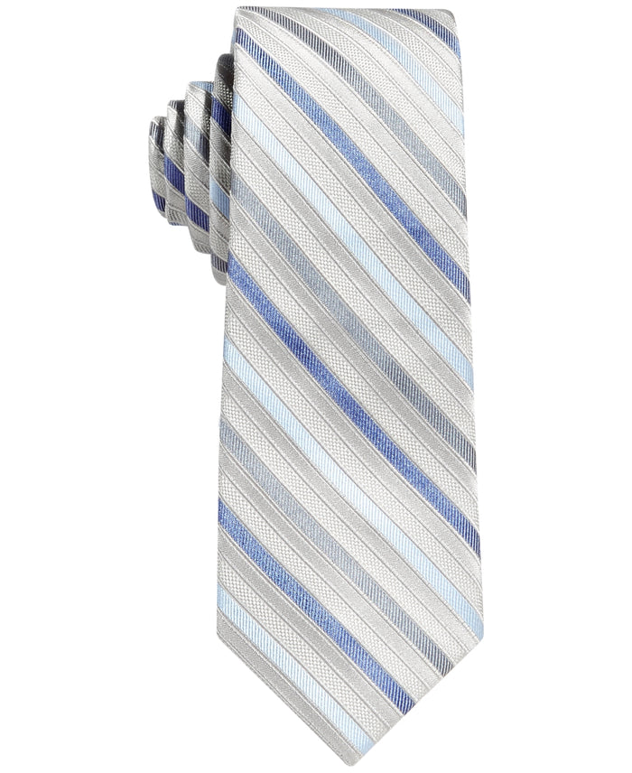 Calvin Klein Big Boys Gemstone Striped Zipper Necktie - Silver