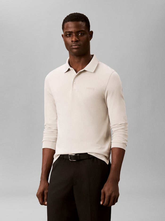 Calvin Klein LS Slim Supima Logo Polo