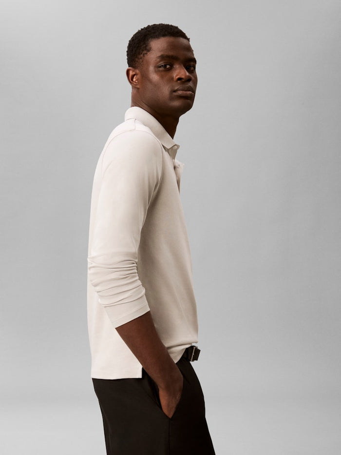 Calvin Klein LS Slim Supima Logo Polo