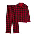 Carter's Adult Unisex Buffalo-Check Fleece Button-Front Pajamas, 2 Piece Set - Red Buffalo Plaid