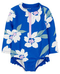 Carter's Baby Carter's Floral One Piece Zip Front Rashguard Swimsuit - Blue