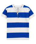 Carter's Boys Striped Jersey Henley - Blue