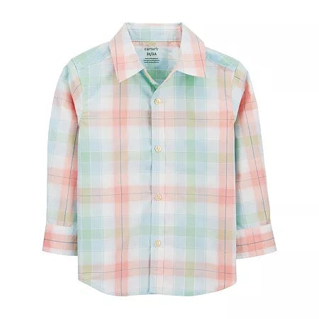 Carters Toddler Boys Plaid Long Sleeve Button Down Shirt