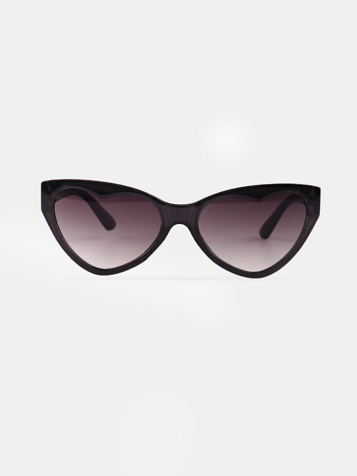 Cateye Heart Lense Sunglasses | Black-Image 1