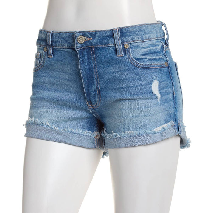 Celebrity Pink Juniors' Mid-Rise Fringe-Cuff Shorts-Runaway Medium