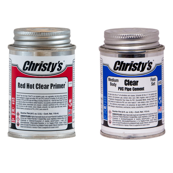 Christy's Red Hot Clear Primer & Clear Medium PVC Pipe Cement Set