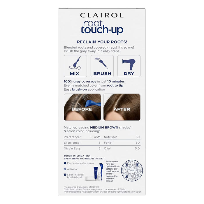 Clairol Root Touch-Up Permanent Hair Color Kit, #5 Medium Brown - 12 Pack