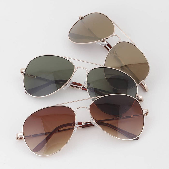 Classic Brown Lens Tinted Aviator Sunglasses