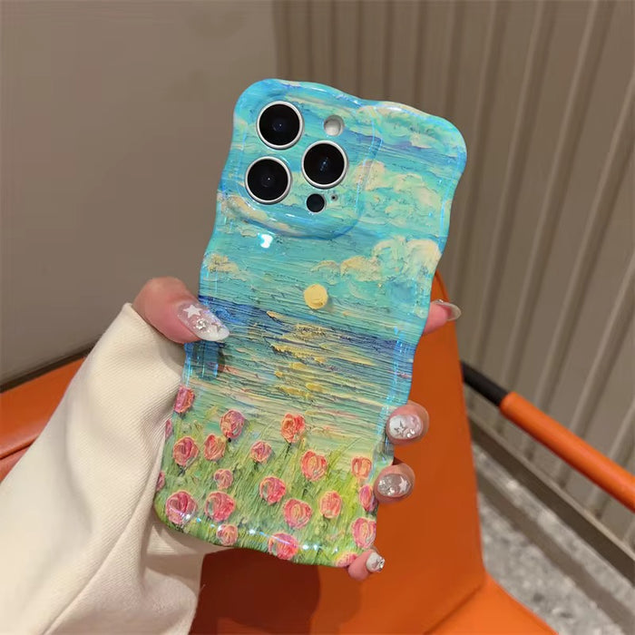 Coastal Bloom Wavy Luxe MagSafe Case for iPhone — ✨ ✨ Premium Features & Benefits Signature Wavy Luxe Design — The trendy, sculpted wave border frames the artwork beautifully while providing an ergon
