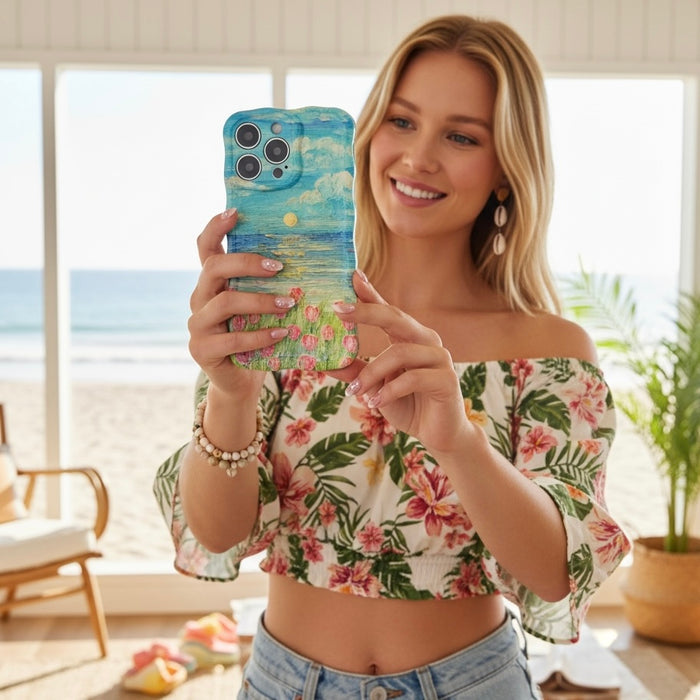 Coastal Bloom Wavy Luxe MagSafe Case for iPhone — ✨ ✨ Premium Features & Benefits Signature Wavy Luxe Design — The trendy, sculpted wave border frames the artwork beautifully while providing an ergon