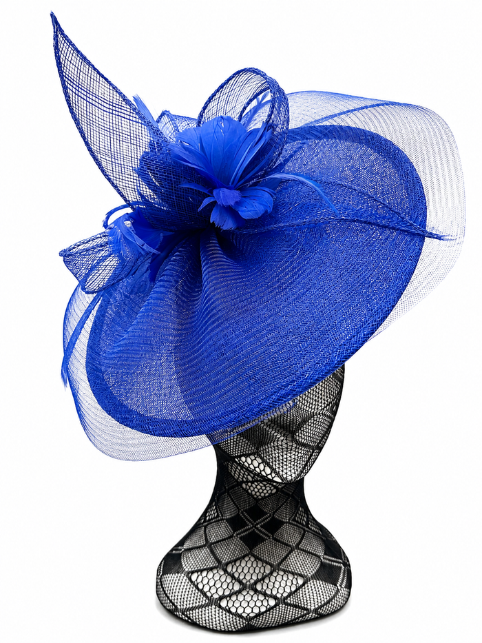 Cobalt Blue Floral Disc Hairband Fascinator