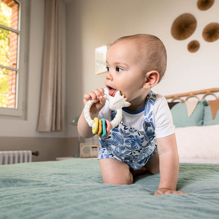 baby with teething ring
