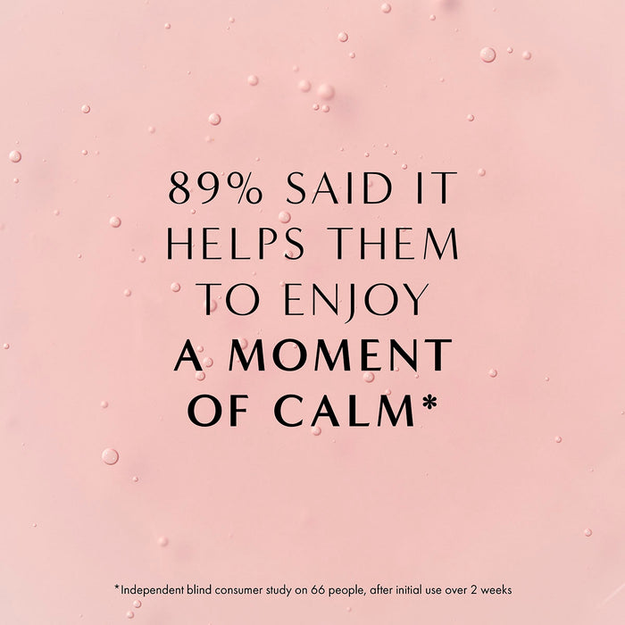 Pink textured background with bubbles and text about enjoying a moment of calm with NEOM Complete Bliss