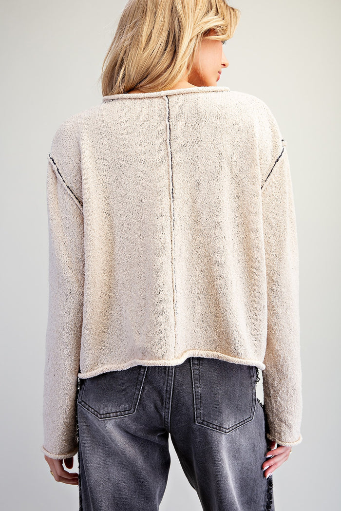 Contrasting Seam Knit Sweater