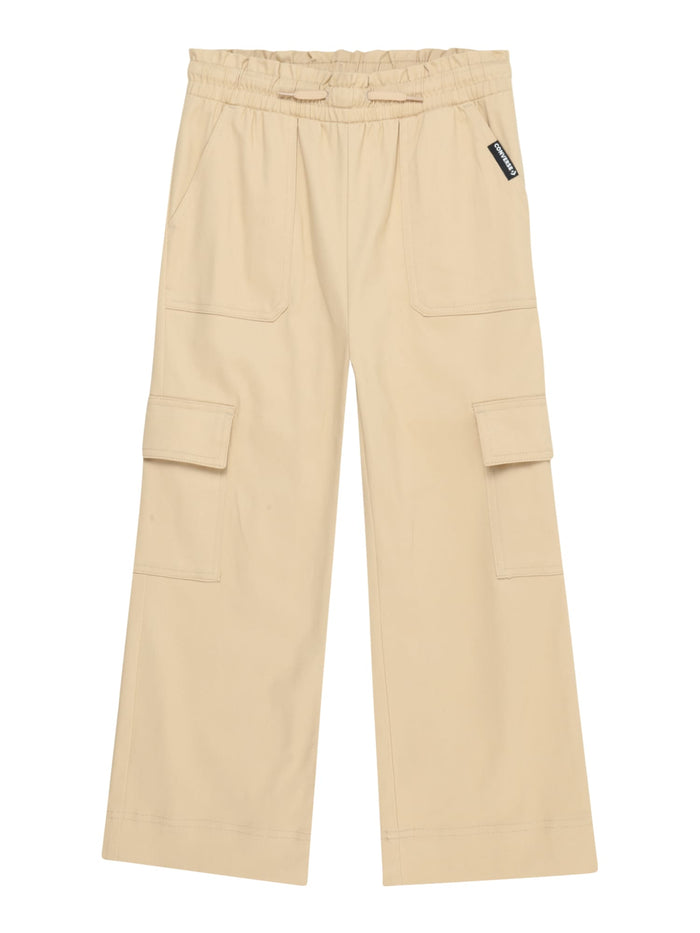 Converse Big Girls Paperbag Wide-Leg Woven Cargo Pants - Khaki