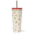 Tumbler with cherry pattern on a white background