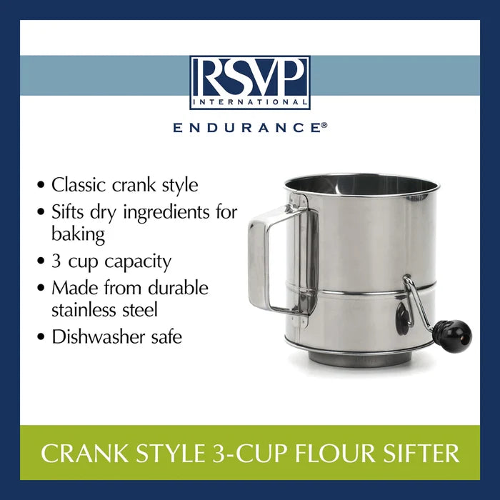 Crank Flour Sifter 3 Cup
