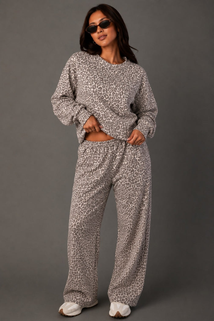 Cream & Brown Leopard Sweatpants