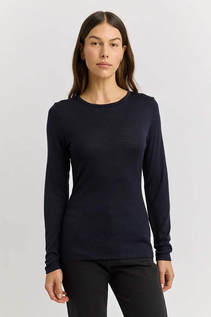 CREW MERINO TEE | French Navy - Darling & Domain