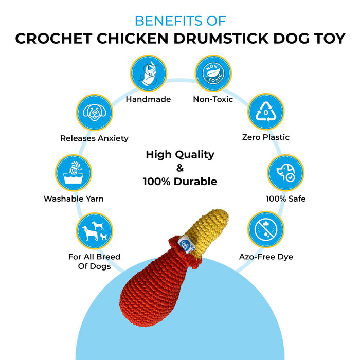 Crochet Chicken Drumstick Dog Toy - Captain Zack