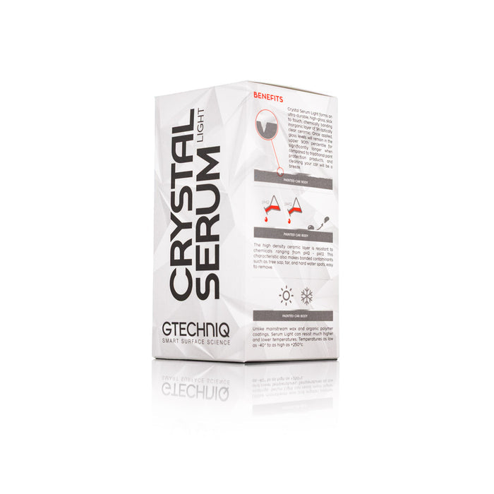 Gtechniq Crystal Serum Light 50ml Box front view on a white background.