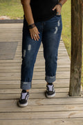 Dark Wash High Rise Boyfriend Jeans