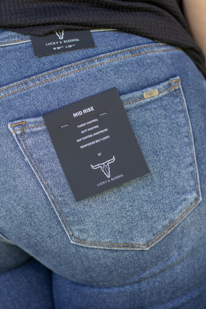 Dark Wash Mid Rise Trouser Jeans