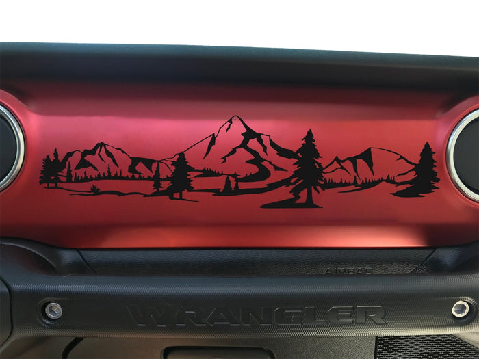 Dashboard Glove Box Mountain Scene Vinyl Decal Stickers Fits Jeep Wrangler / Gladiator - Bogar Tech Designs